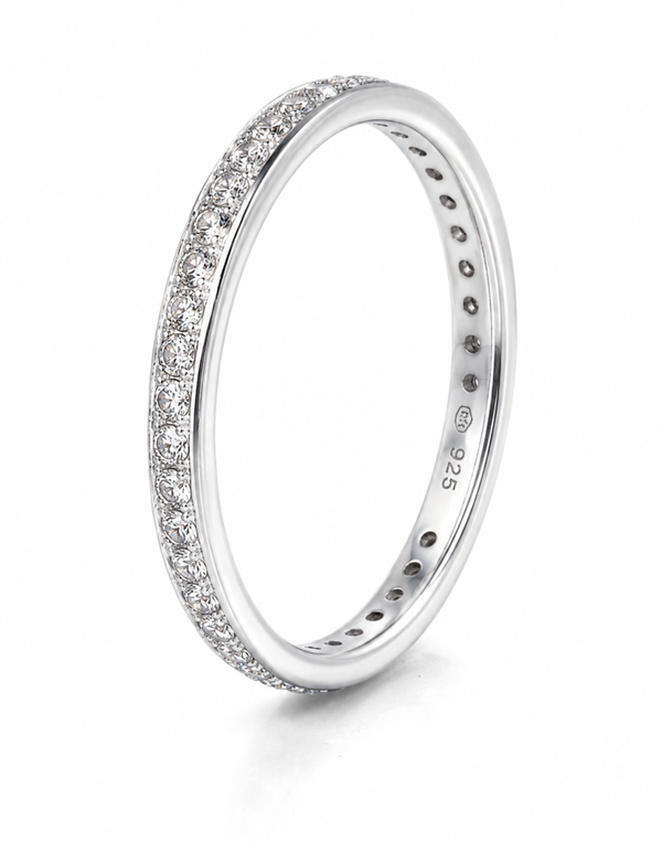Sterling Silver Cubic Zirconia Pavé Eternity Ring
