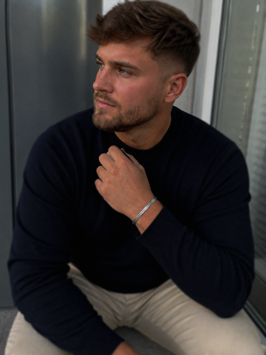 Men’s Stainless Steel Herringbone Chain Bracelet