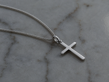 Sterling Silver Plain Cross Pendant with Diamond Cut Chain (41–46cm Adjustable)