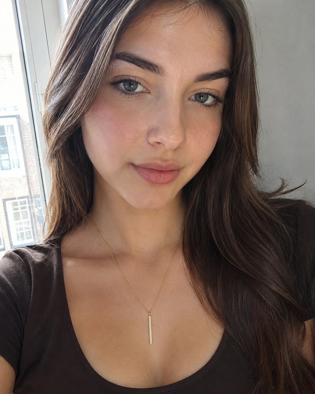 9ct Yellow Gold Glitter Bar Pendant Necklace