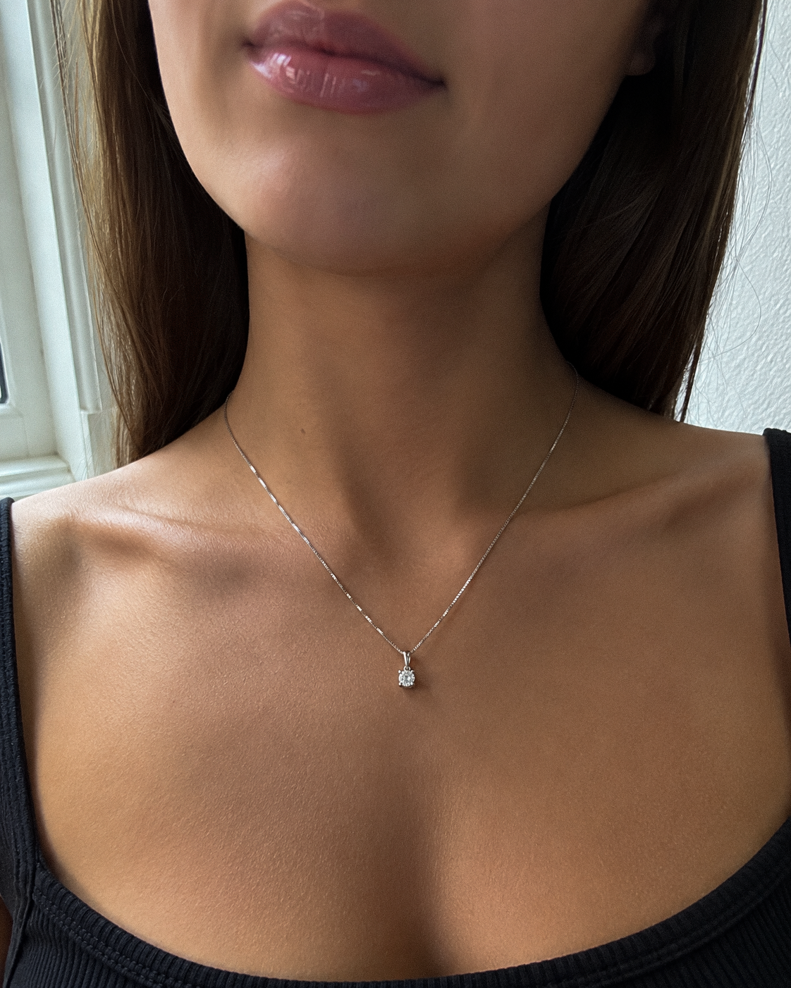 18ct White Gold 0.25ct Lab-Grown Diamond Solitaire Pendant Necklace