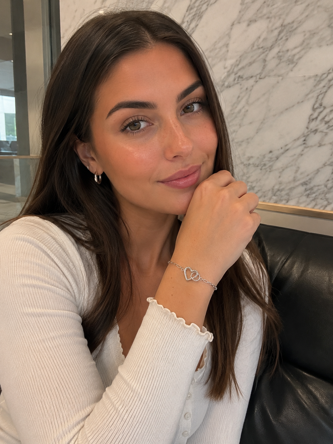 Sterling Silver Heart Connection Chain Bracelet
