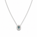 9ct White Gold Teal Sapphire & Diamond Halo Necklace