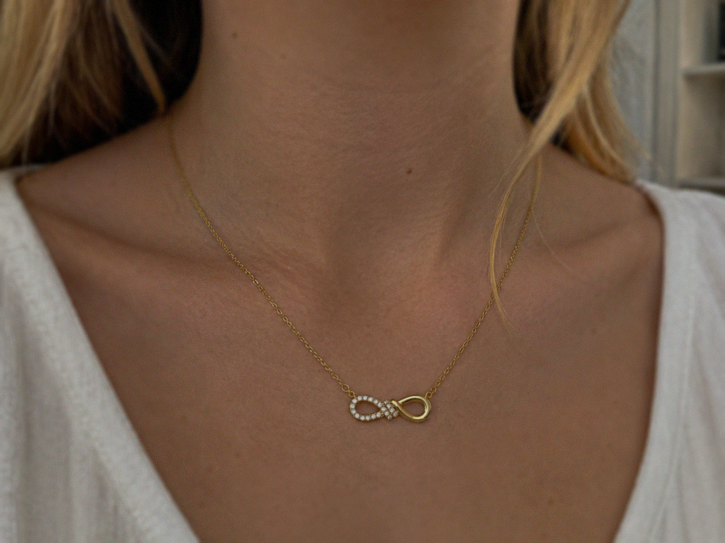 Sterling Silver Cubic Zirconia Infinity Necklace