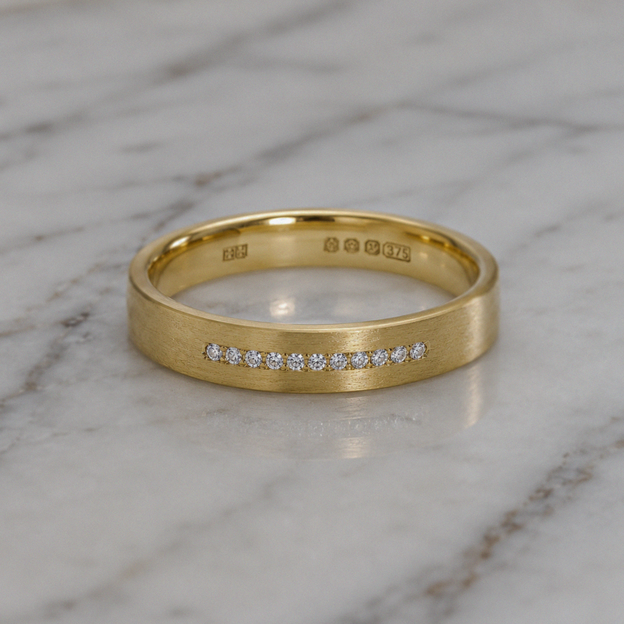 Yellow Gold 0.09ct Diamond Set Wedding Ring - 3.5mm