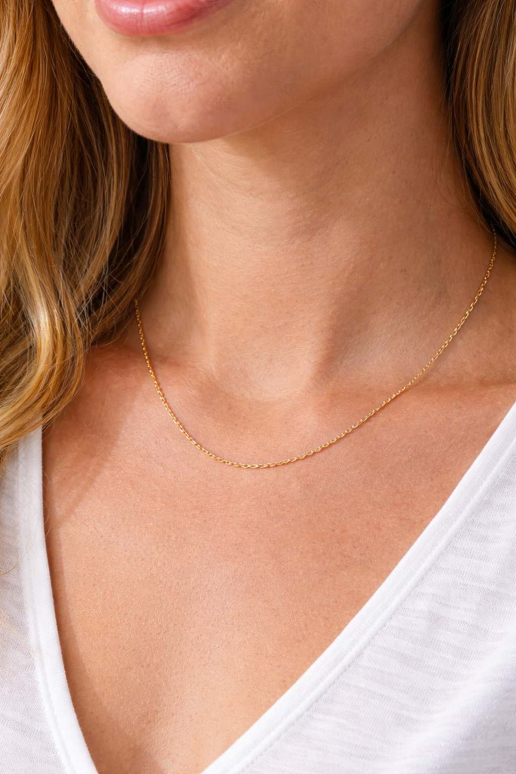 9ct Yellow Gold Cut Trace Chain Necklace - 45cm (0.8mm)