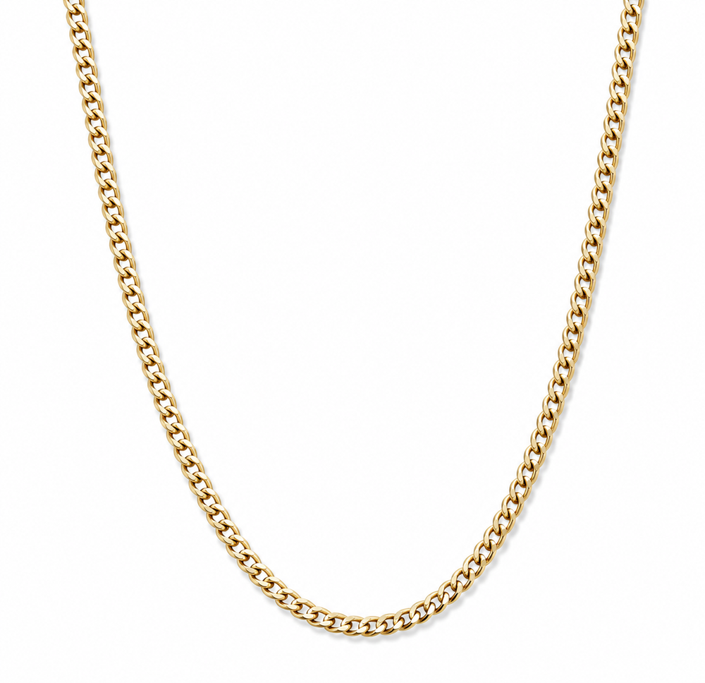 9ct Yellow Gold 2.5mm Diamond-Cut Curb Chain