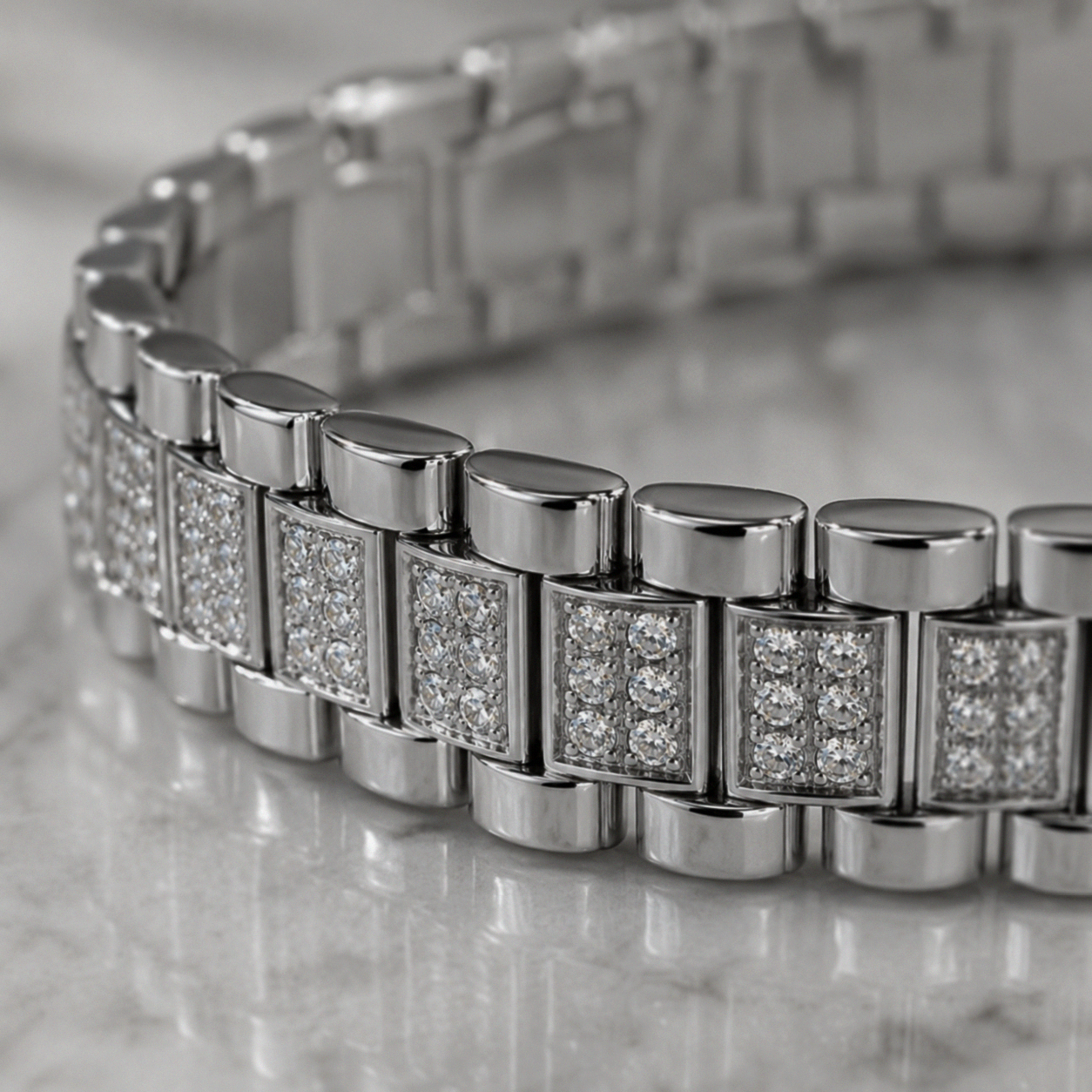 Babies Silver Cubic Zirconia Brickwork Bracelet