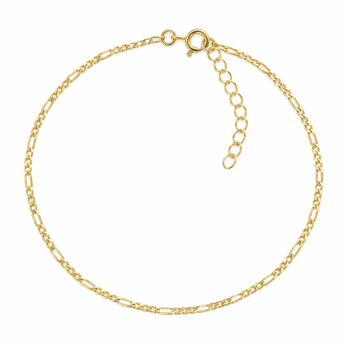14ct Gold-Plated Sterling Silver Figaro Anklet 25cm