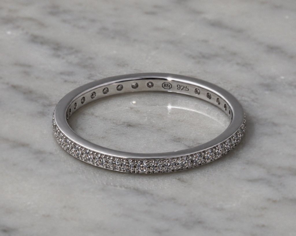 Sterling Silver Cubic Zirconia Pavé Eternity Ring