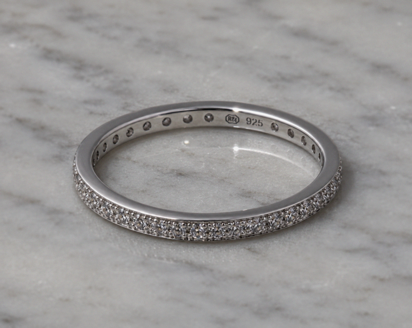 Sterling Silver Cubic Zirconia Pavé Eternity Ring
