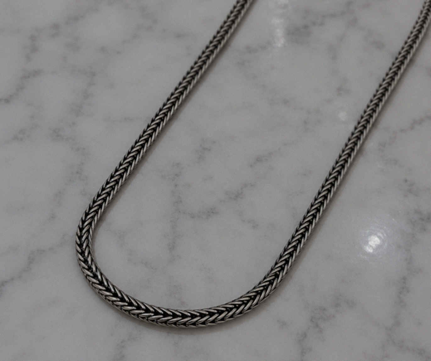 Fred Bennett Oxidised Sterling Silver Foxtail Chain