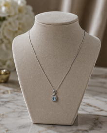 9ct White Gold Aquamarine & Diamond Twist Pendant with Diamond-Cut Curb Chain