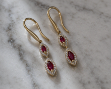 Marquise Double Drop Ruby & Diamond Earrings