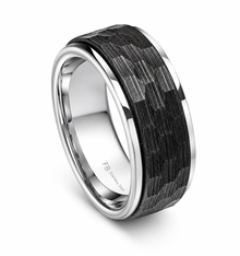 Fred Bennett Stainless Steel Black Faceted Spinner Ring