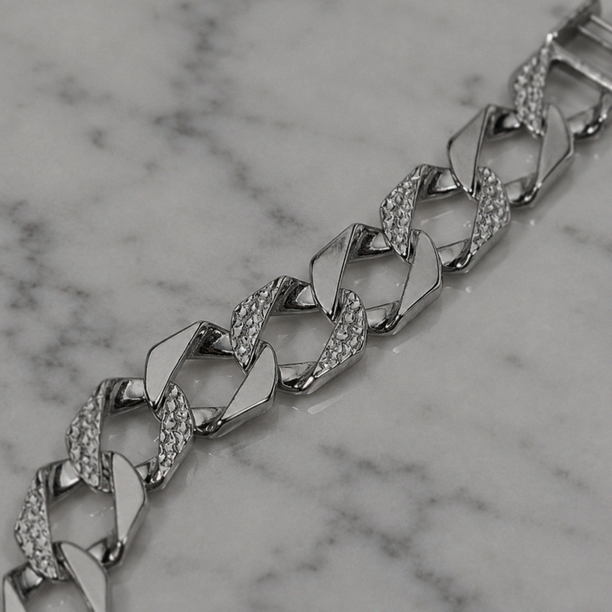 Men's Silver Plain & Engraved Flat Curb Chain 24"