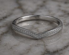 9ct White Gold Micro Diamond V-Shaped Ring – 0.075ct