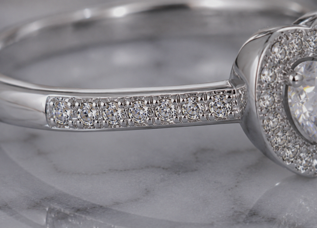 Diamonfire Sterling Silver Cubic Zirconia Heart Halo Ring