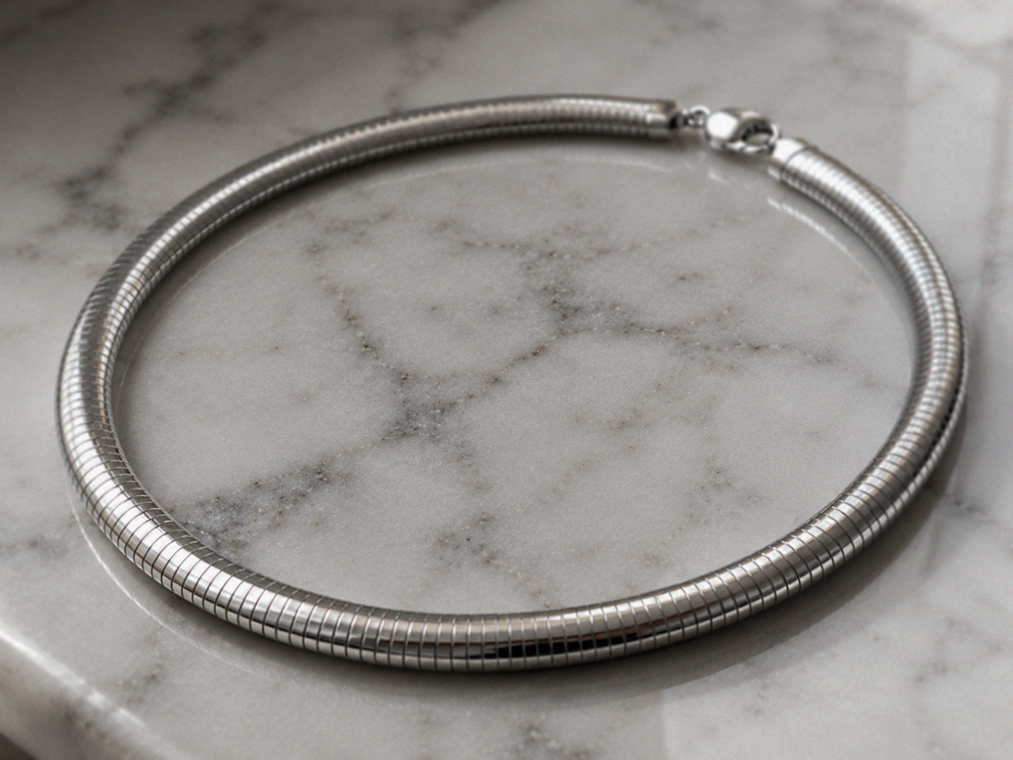 Sterling Silver Omega Necklace – 42cm | 8mm Statement Chain