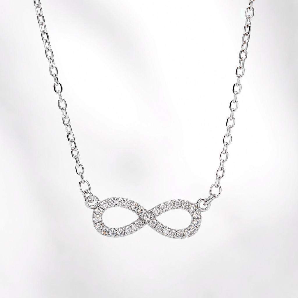 Sterling Silver Moissanite Infinity Pendant Necklace