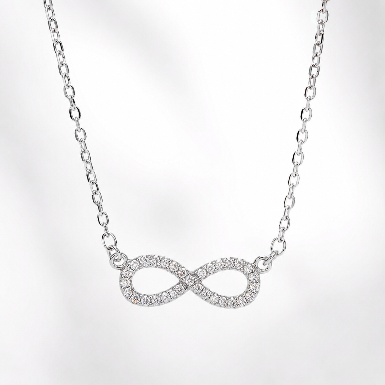 Sterling Silver Moissanite Infinity Pendant Necklace