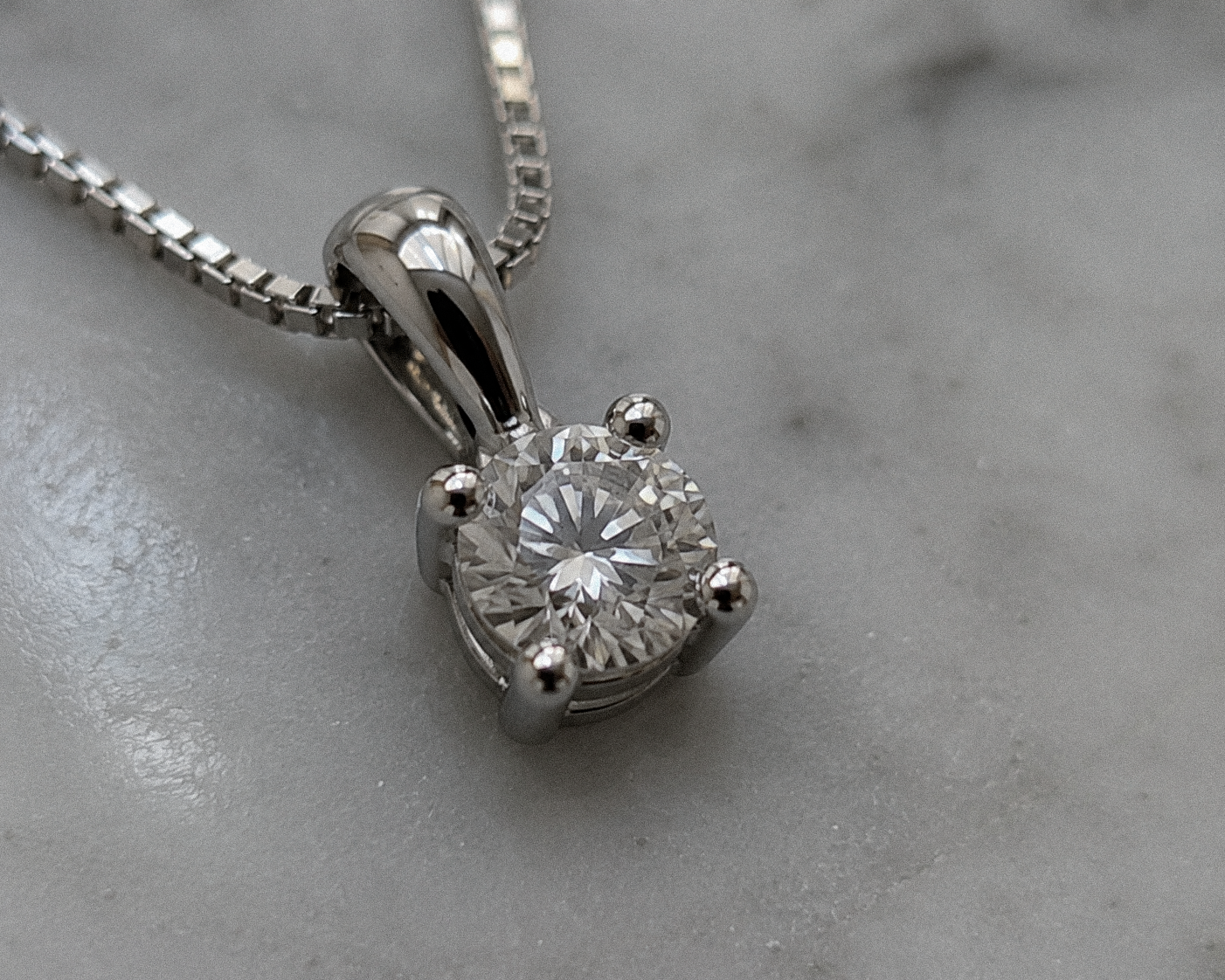 18ct White Gold 0.25ct Lab-Grown Diamond Solitaire Pendant Necklace