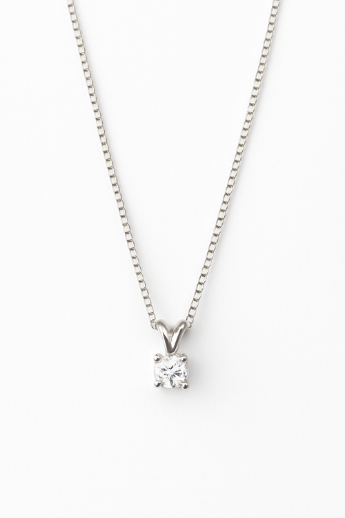 0.25ct Natural Diamond Solitaire Necklace in 9ct White Gold - Made to Order • Delivery 3-6 Days