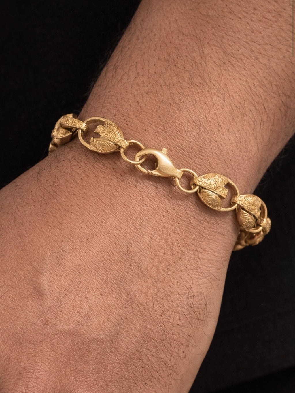 9ct Yellow Gold Medium Tulip Link Bracelet – Plain Finish