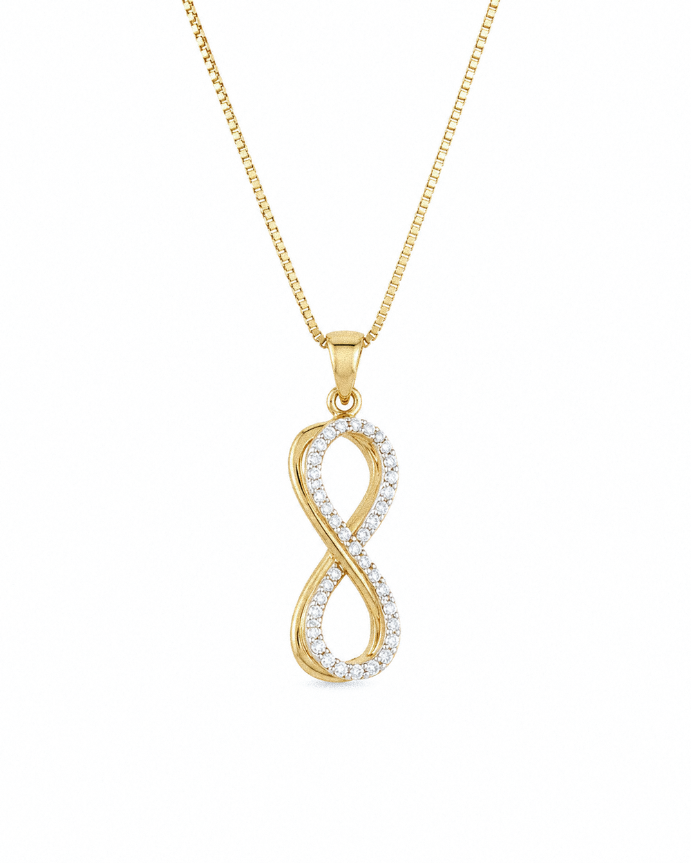 9ct Yellow Gold Cubic Zirconia Infinity Pendant Necklace