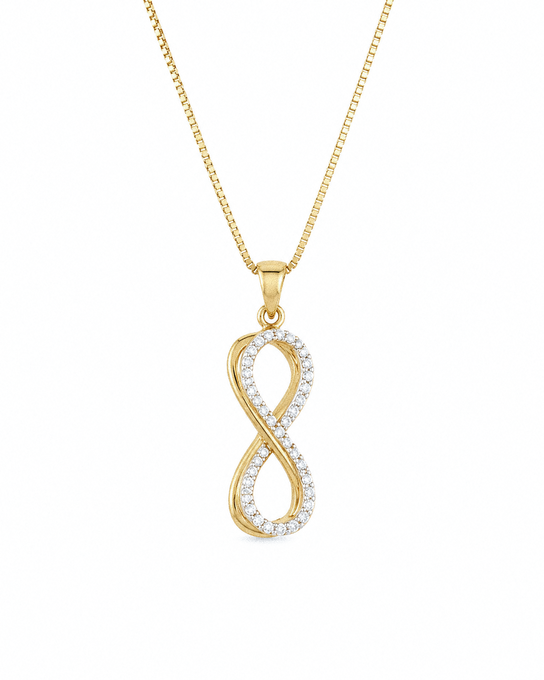 9ct Yellow Gold Cubic Zirconia Infinity Pendant Necklace