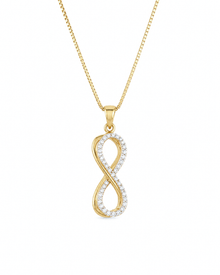 9ct Yellow Gold Cubic Zirconia Infinity Pendant Necklace