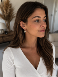 Gold Plated Double Heart Drop Earrings