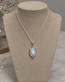 Banyan Rainbow Moonstone Pendant Necklace with 14ct Gold-Fill Detail