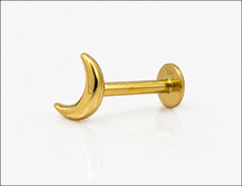 Sterling Silver Crescent Moon Labret Stud Earrings – Pair