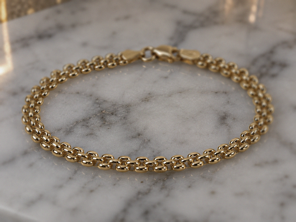 9ct Yellow Gold Watch Strap Style Bracelet – 18.4cm