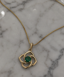 Cut Out Flower Emerald Pendant Necklace