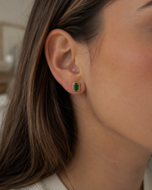 Chunky Emerald Stud Earrings in 9ct Yellow Gold
