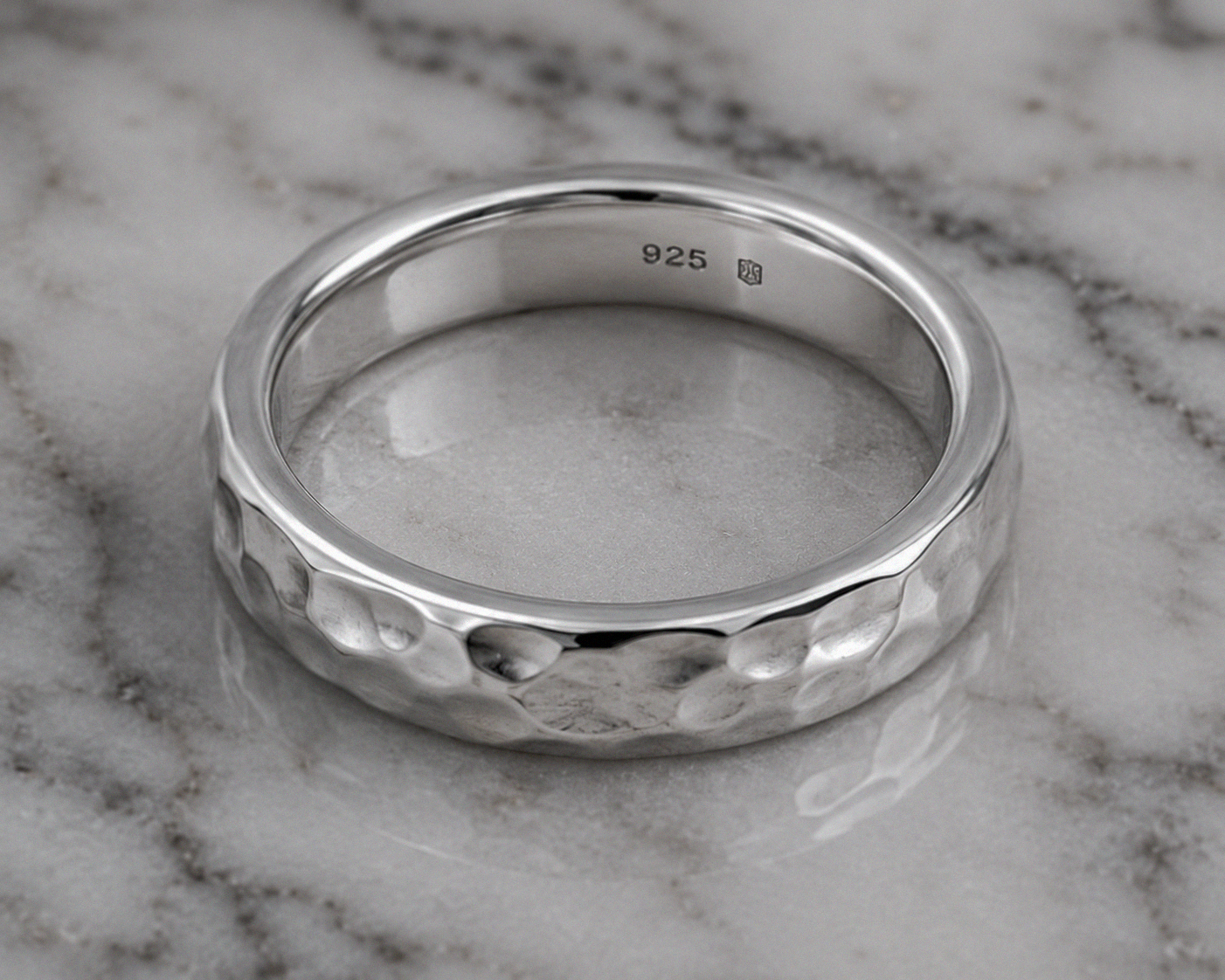 Hammered Sterling Silver Unisex Band Ring