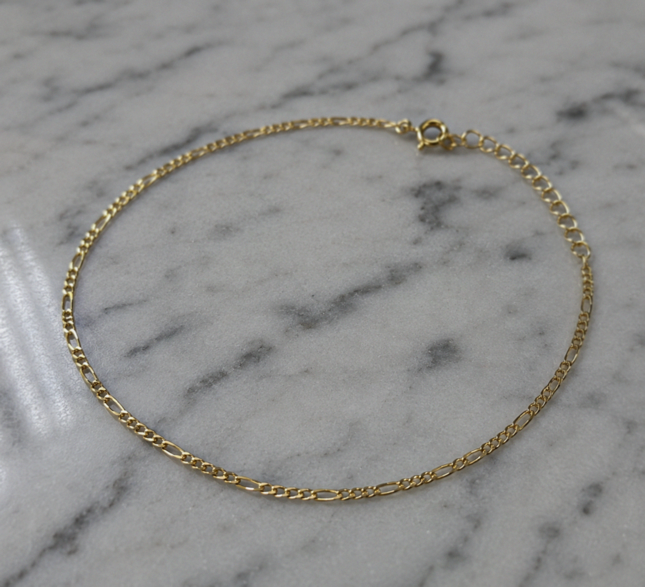 14k Gold-Plated Sterling Silver Figaro Anklet 25cm