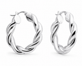 Chunky Rope Twist Hoop Earrings – Sterling Silver