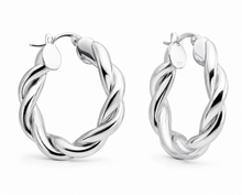 Chunky Rope Twist Hoop Earrings – Sterling Silver
