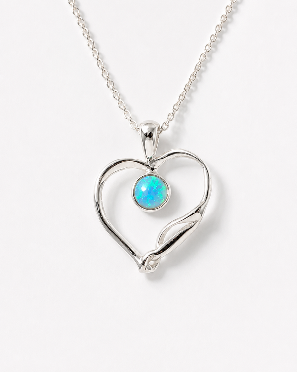 Banyan Blue Opalite Open Heart Pendant Necklace