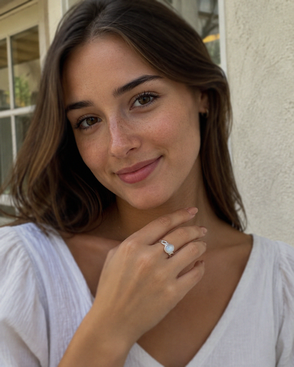 Banyan Sterling Silver Rainbow Moonstone Wave Ring