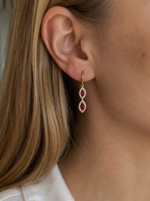 Marquise Double Drop Ruby & Diamond Earrings