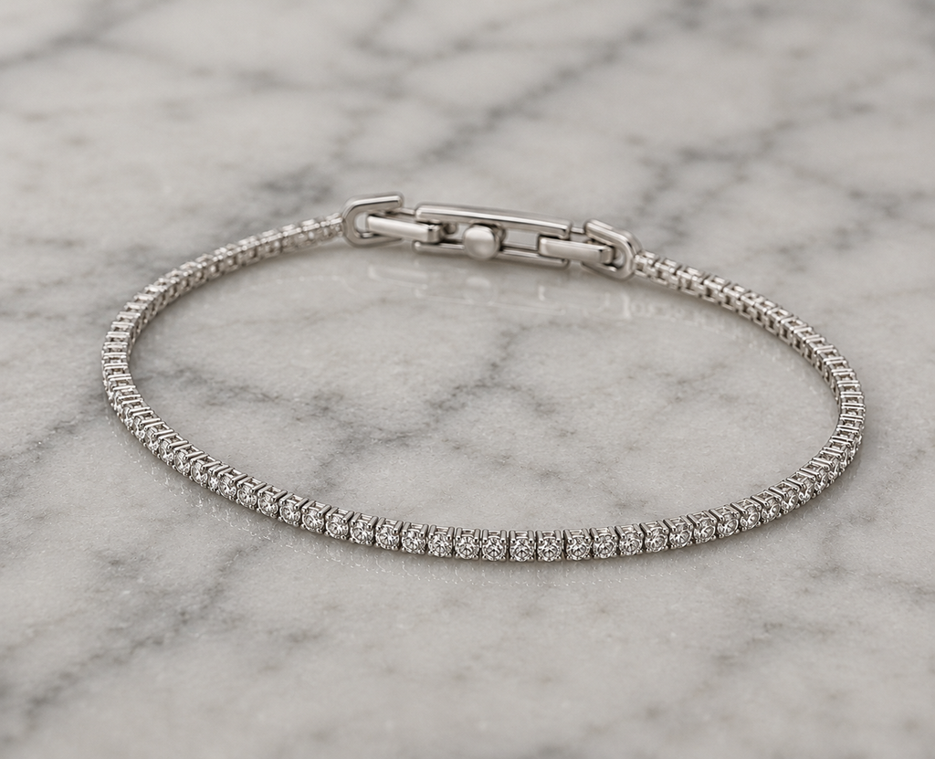 Diamonfire Sterling Silver Round Cut Zirconia Tennis Bracelet