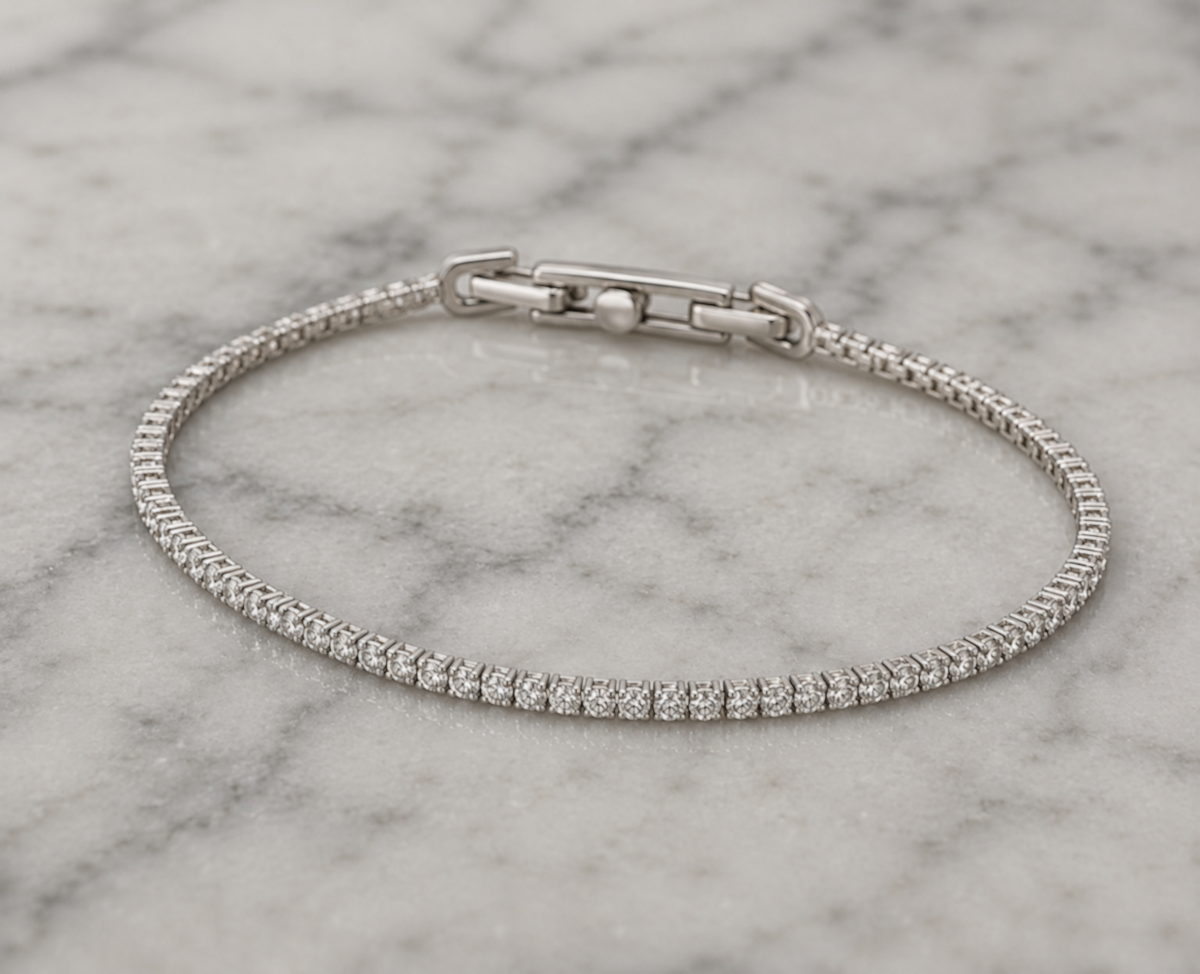 Diamonfire Sterling Silver Round Cut Zirconia Tennis Bracelet