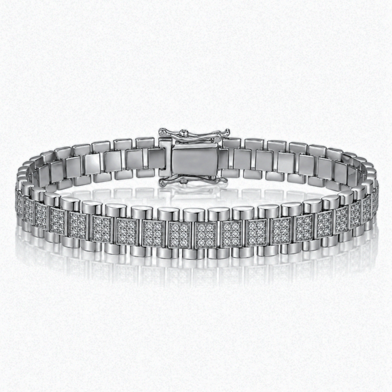 Babies Silver Cubic Zirconia Brickwork Bracelet