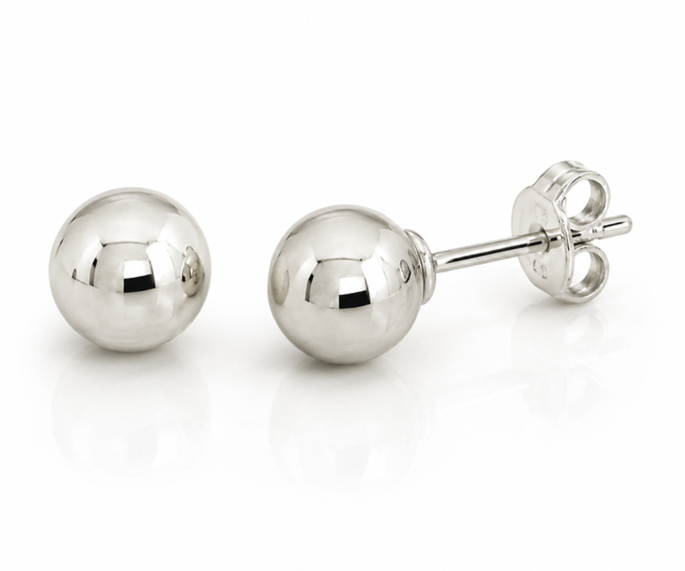 Silver 6mm Ball Stud Earrings