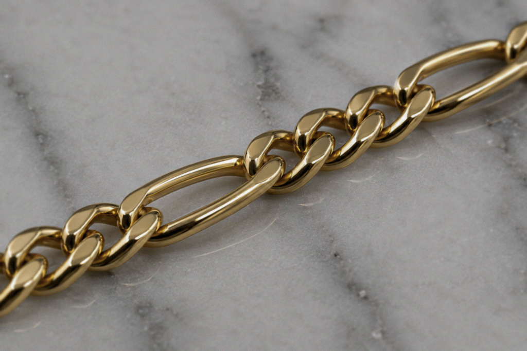 Men’s Yellow Gold-Plated Sterling Silver Figaro Bracelet