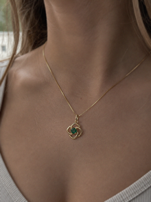 Cut Out Flower Emerald Pendant Necklace